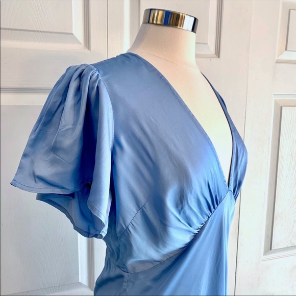 CAPULET blue Hermosa Bias Cut Midi Dress L - Picture 3 of 10